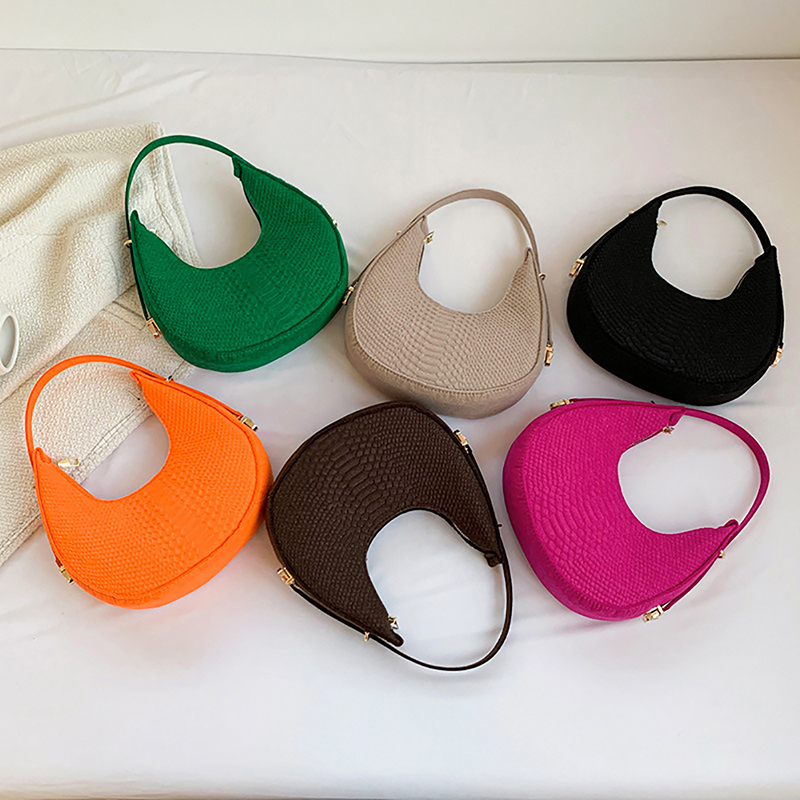 Fashion Tide Solid Color Casual Texture Fashion One Shoulder French Niche Crescent Shape Felt Shoulder Underarm Bag Dumpling Bag