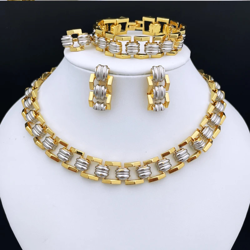 High quality jewelry set suitable for women Dubai Nigeria parties jewelry necklaces earrings bracelets and rings wedding party gifts 241106