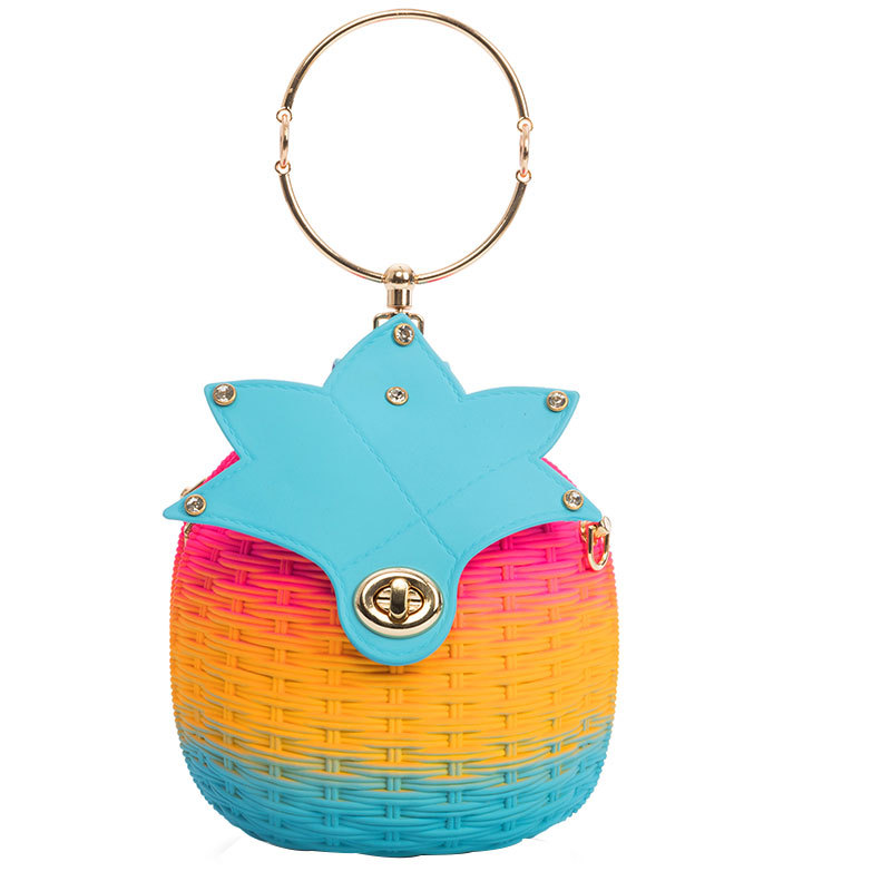 2021 Summer New Braided Women's Stiletto Bag Korean Version of The Matte One-shoulder Bag PVC Bump Bucket Bag