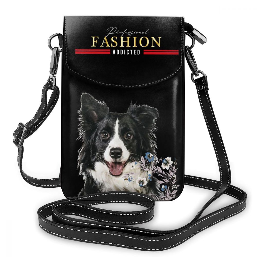 New Women's Bag Mini Letter Shoulder Bag Border Collie Dog Print Wild Fashion Small Mobile Phone Bag Personality Crossbody Purse