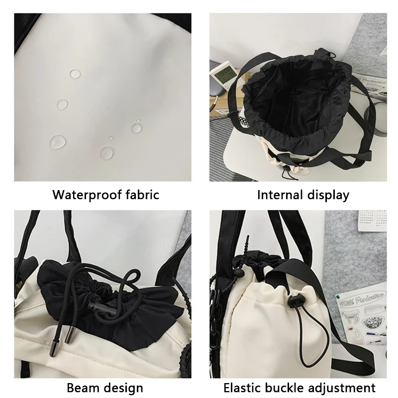 Personality Women Crossbody Bag Wholesale Large Capacity Couple Shoulder Bag New Casual Nylon Tote Bag Luxury Drawstring Handbag