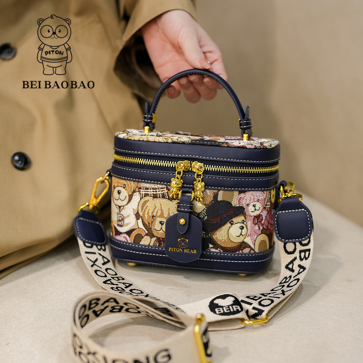 beibaobao 2024 New Single Shoulder Bag Crossbody Bag Women's Versatile Handbag Cartoon Little Bear Trendy Women's Bag