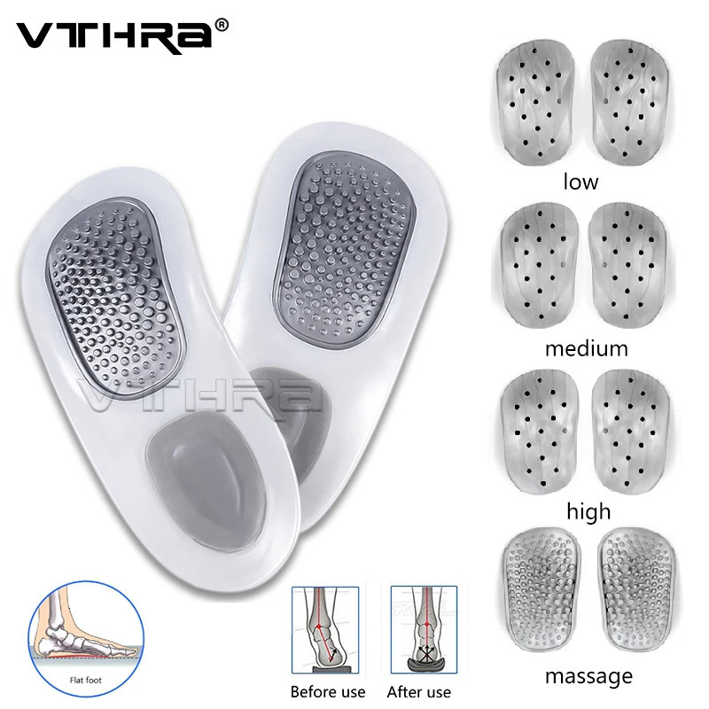 1 set of orthopedic arch support massage pads suitable for flat foot orthopedic half shoe soles suitable for men women insoles foot care 241106