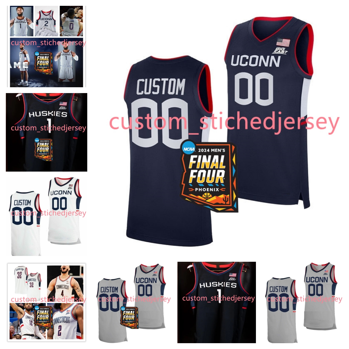 Aaliyah Edwards 2024 Mens Final Four Basketball Jersey 5 Paige Bueckers 10 Nika Muhl 33 Caroline Ducharme 35 Azzi Fudd Uconn Huskies Jerseys Custom Stitched