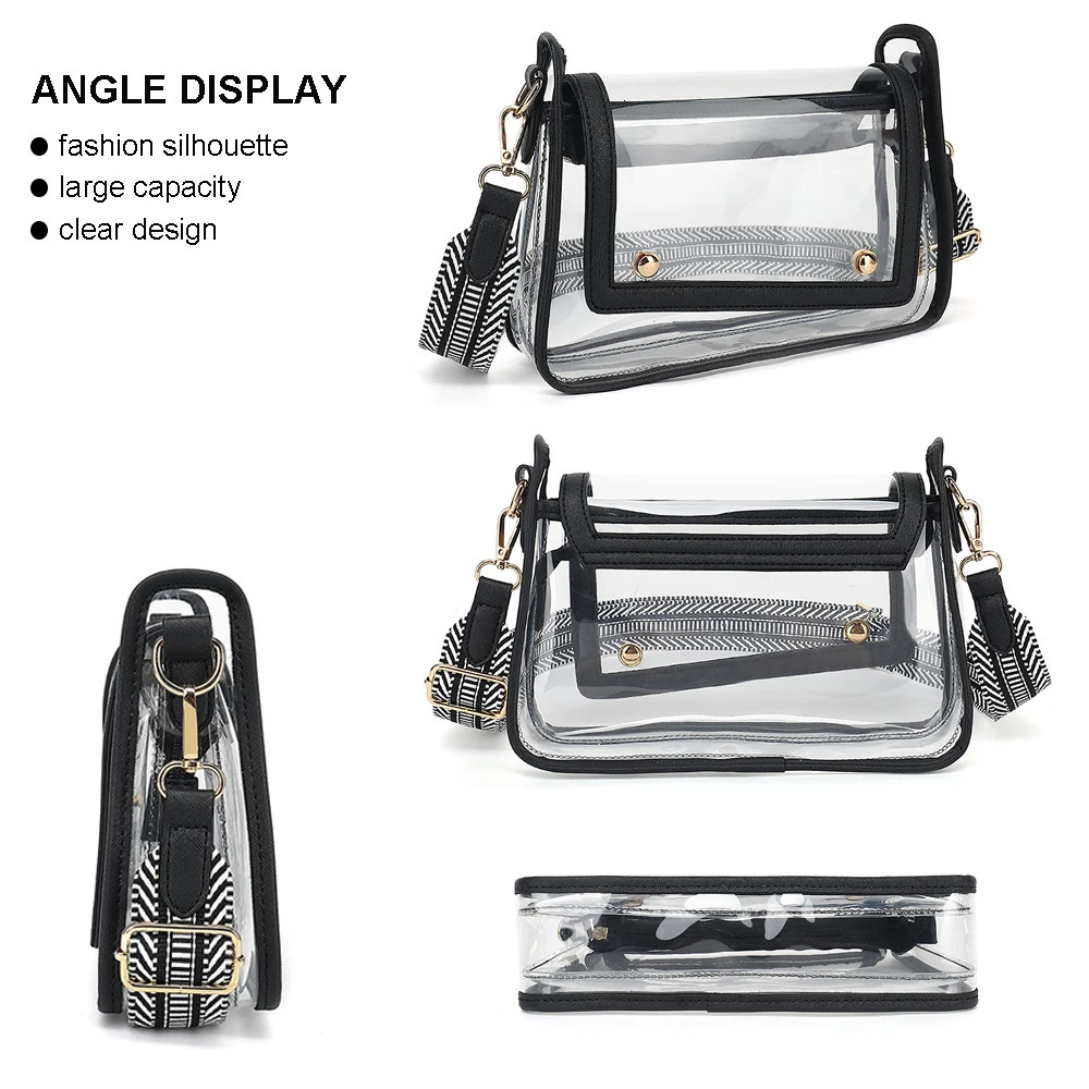 Clear Satchel Bag Purse Stadium Approved for Women Small Clear Crossbody Bag Fashion Cute See Through Clutch Mini Shoulder Bag 241107