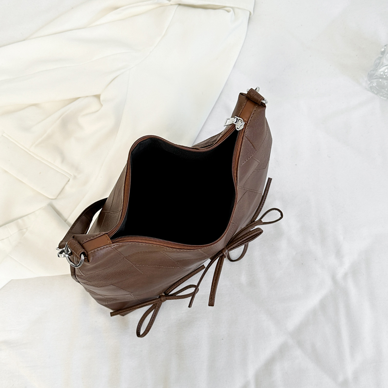 Women Bowknot Tote Handbag PU Leather Simple Handheld Bag Large Capacity Fashion Shoulder Purse Female Shopping Bag