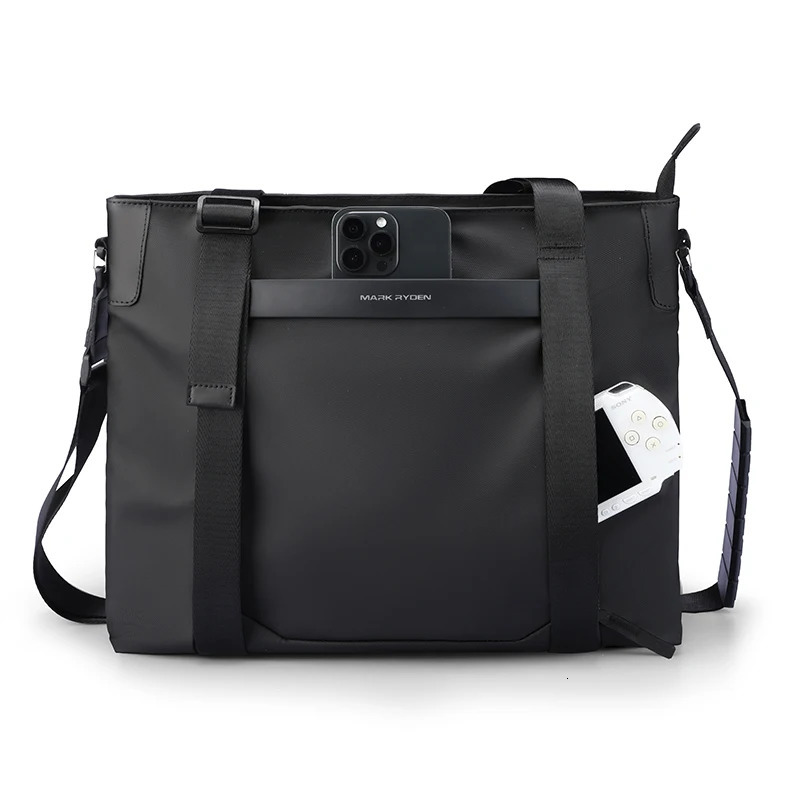 mark ryden multifunctional leather messenger bag men Black Crossbody Bag Large Capacity Stylish Men Shoulder 241106