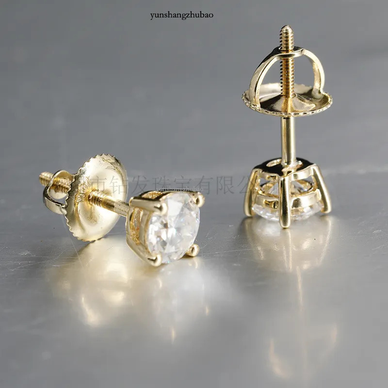 Designer Stud Earrings 0.1-2ct D Color Moissanite VVS1 Clarity Round Dia White Gold S Sterg Sier Screw Back For Women