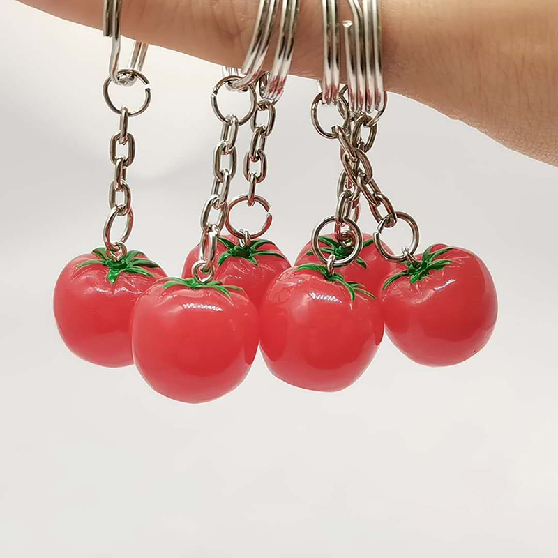 1PCS Creative Simulation Tomato Key Chain Resin Tomato Key Chain Bag Pendant Event Gift
