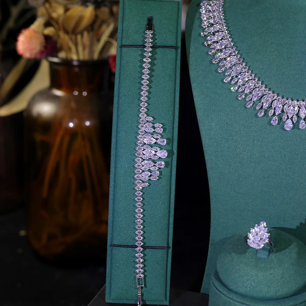 ly arrived cubic zirconia necklace and earring bridal jewelry set suitable for womens dance wedding and party accessories free delivery 241106