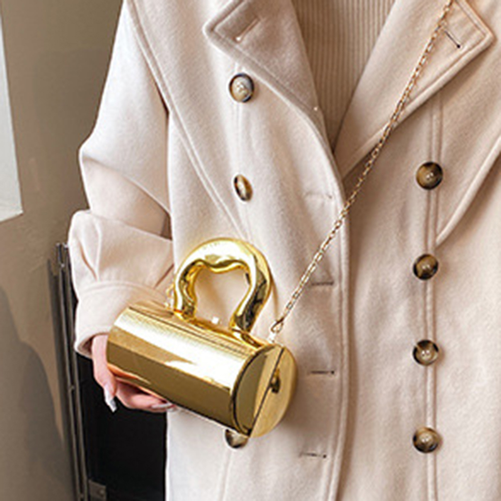Women's Handbag Bags For Women 2024 Party Clutches Fashion Cylinder Mini Evening Purse Crossbody Shoulder Bag Gold Box Clutch