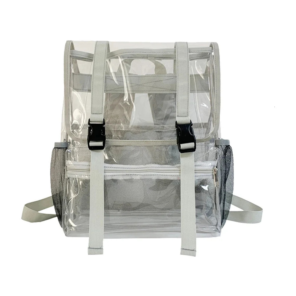 Transparent PVC college student Rucksack fashionable casual backpack is simple and portable transparent suitable for teenagers boys and girls 241106