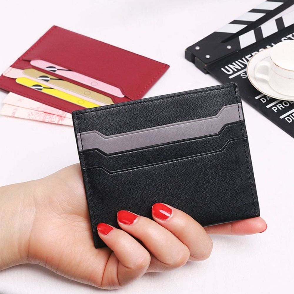 Minimalist Wallet Business Bank Credit ID Card Holder for Men Women Purse Ultra Thin Mini Card Bag PU Leather Card Cover Pouch