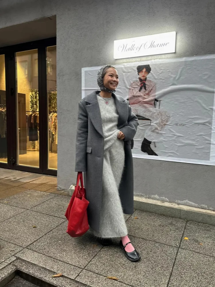 Women Elegant Solid Mohair Skirt Outfits Autumn Knit O Neck Pullover Sweater 2 Piece Sets Female Loose Long Skirts Fashion Suits 241107