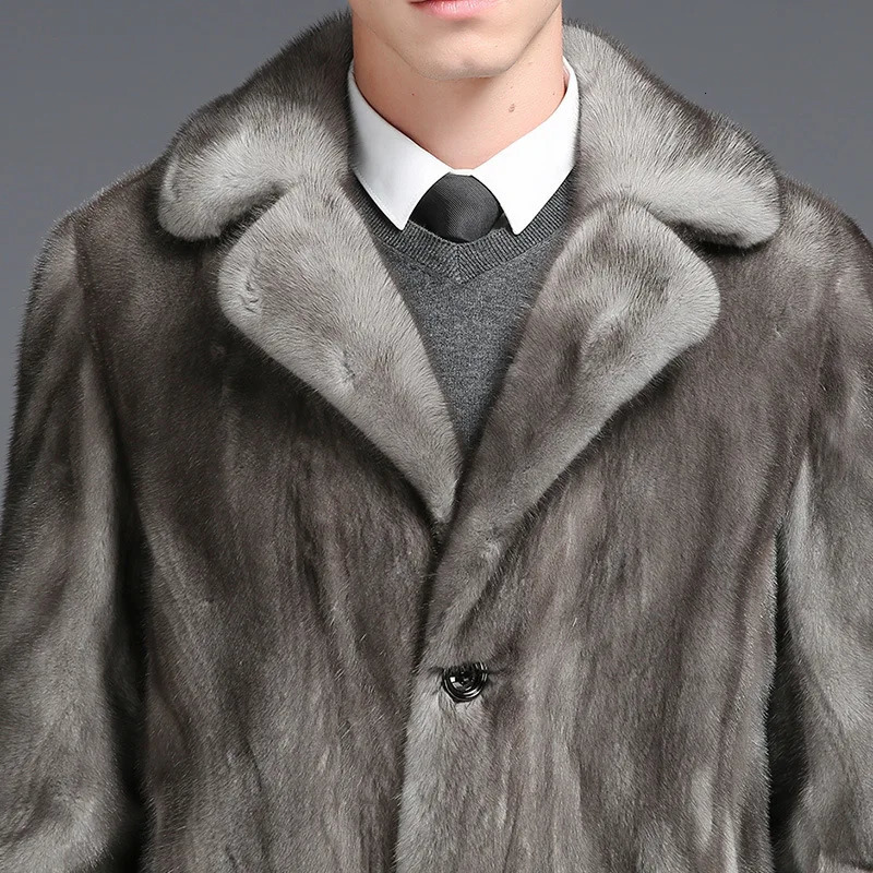 PFNW mens faux fur mens coat s mink fur soft wave long coat mens winter thick casual ecological fur leather jacket 12C1155 241107