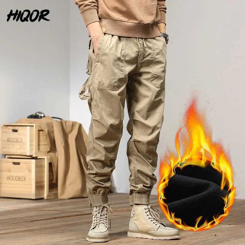 HIQOR Winter Fleece Cargo Pants Men Classic Outdoor Hiking Army Joggers Camping Overalls Thicken Baggy Tactical Pants for Men LX241107