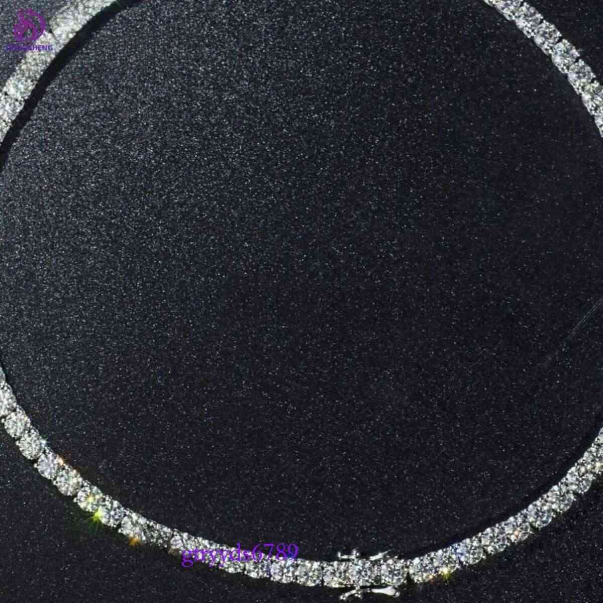 Factory Custom Cheap China Wholesale Blue Vvs Moissanite Dia Cluster Tennis Chain