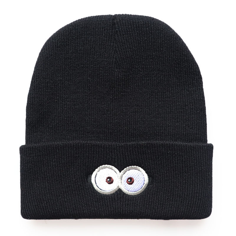 High quality design, Autumn Winter and Male Female New Anime Cartoon Eye Glasses Embroidered Warm Knitted Hat