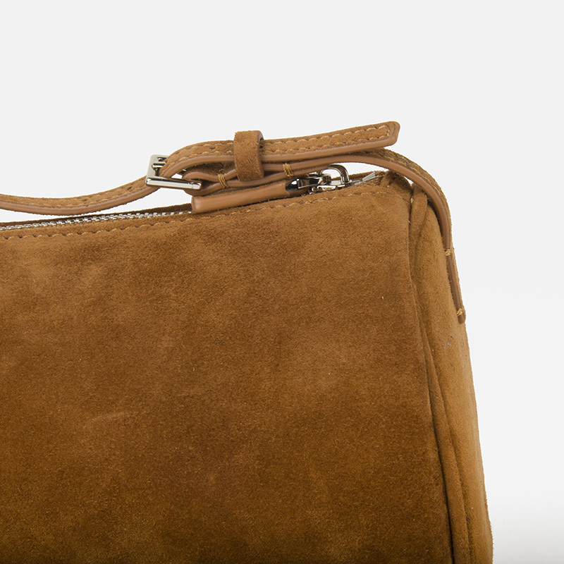 Donna-In First Layer Cowhide Mini Suede Handbag Real Leather Square Pen Container Bag For Women Adjustable Slim Strap Top layer cow suede leather