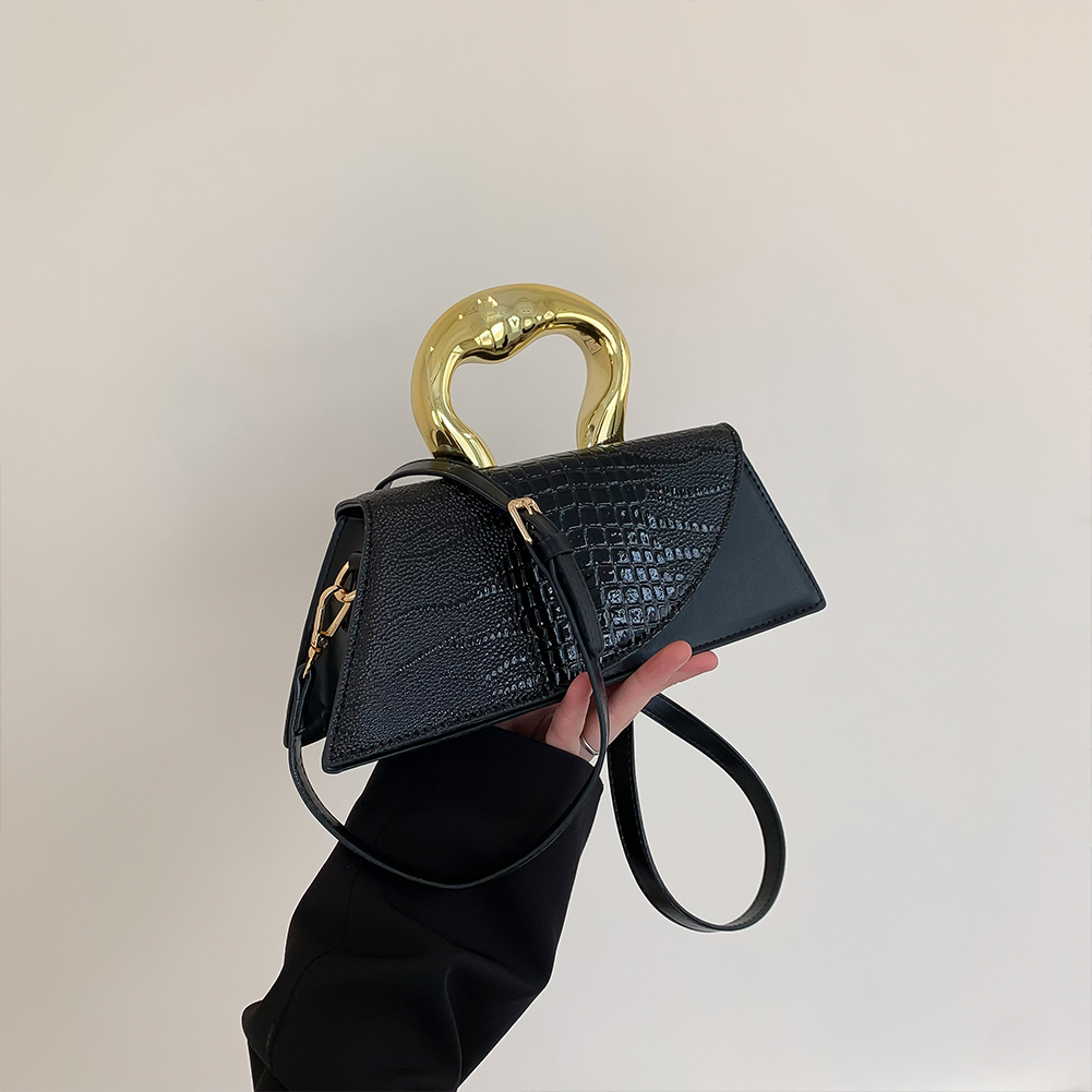 Women Trendy Handbag Large Capacity Crocodile Pattern Stylish Crossbody Bag Solid Color Adjustable Strap for Party Vacation