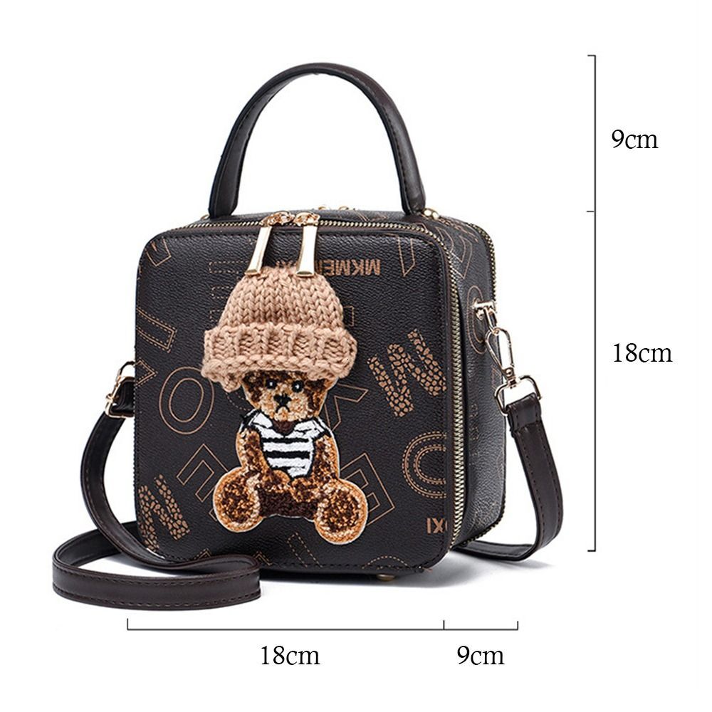 Cute Cartoon Bear Shoulder Bags Simple PU Leather Crossbody Messenger Bag Women Female
