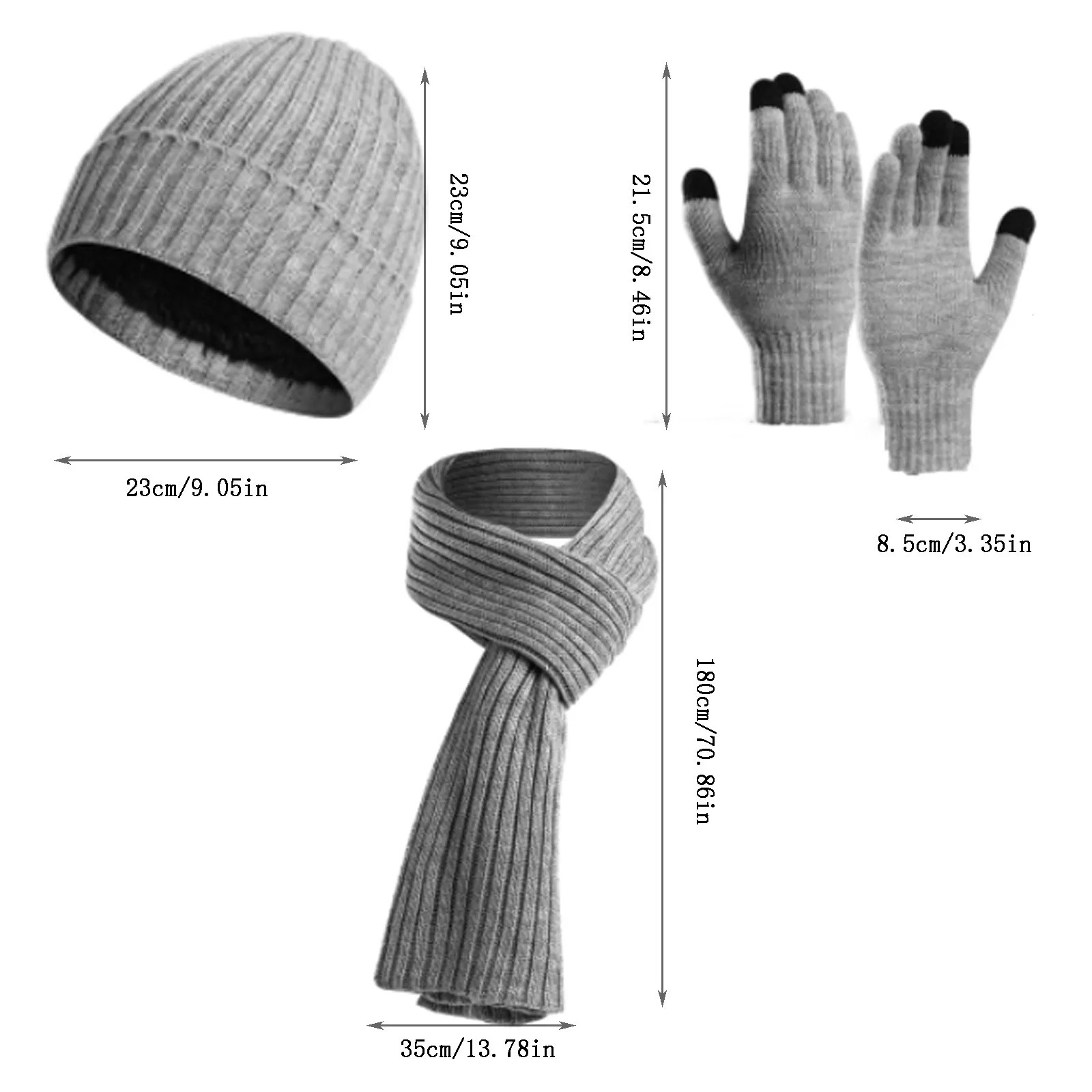 Autumn and winter three piece warm wool and velvet knitted windproof hat scarf gloves neutral wool three piece set 241107