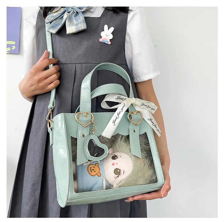 JIAERDI Gothic Heart shaped Mini Handbag for Womens Japan Transparent Lolita Handbag for Womens Fairy Core Red Messenger Bag 241106