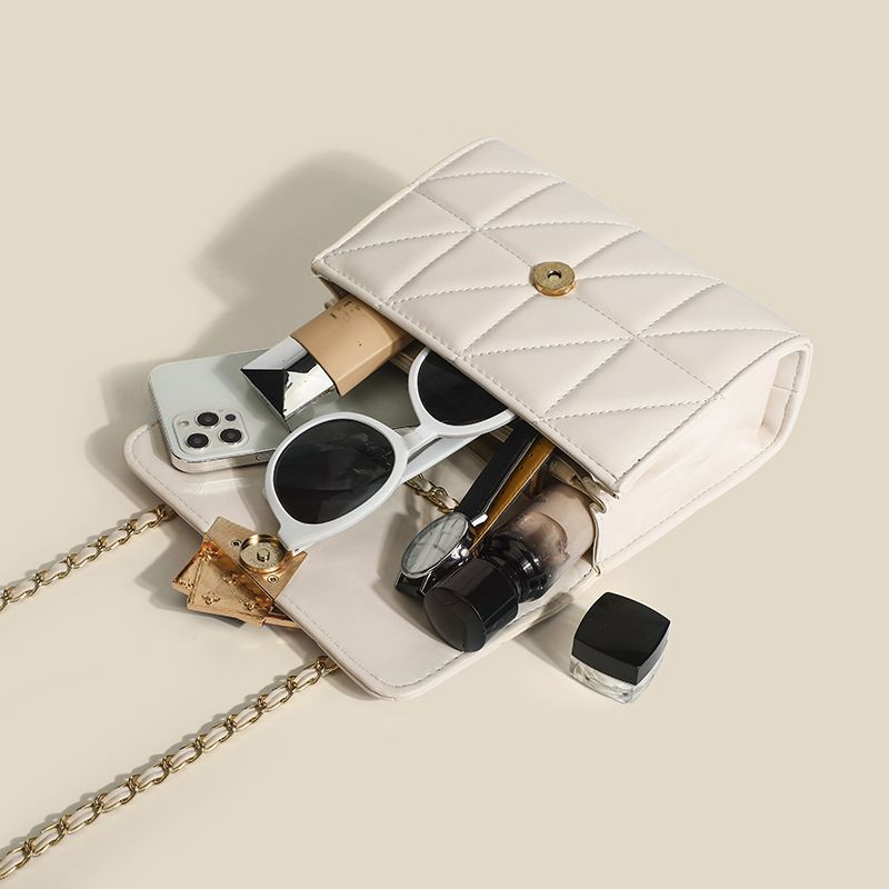 Women's Summer New Fashion Lingge Chain Bag Premium Texture Niche Shoulder Crossbody Bag Small Golden Ball Bag