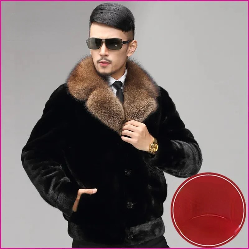 Winter Mens Artificial Mink Coat casual plus size solid color jacket warm and fashionable ultra-thin jacket Z86 241107