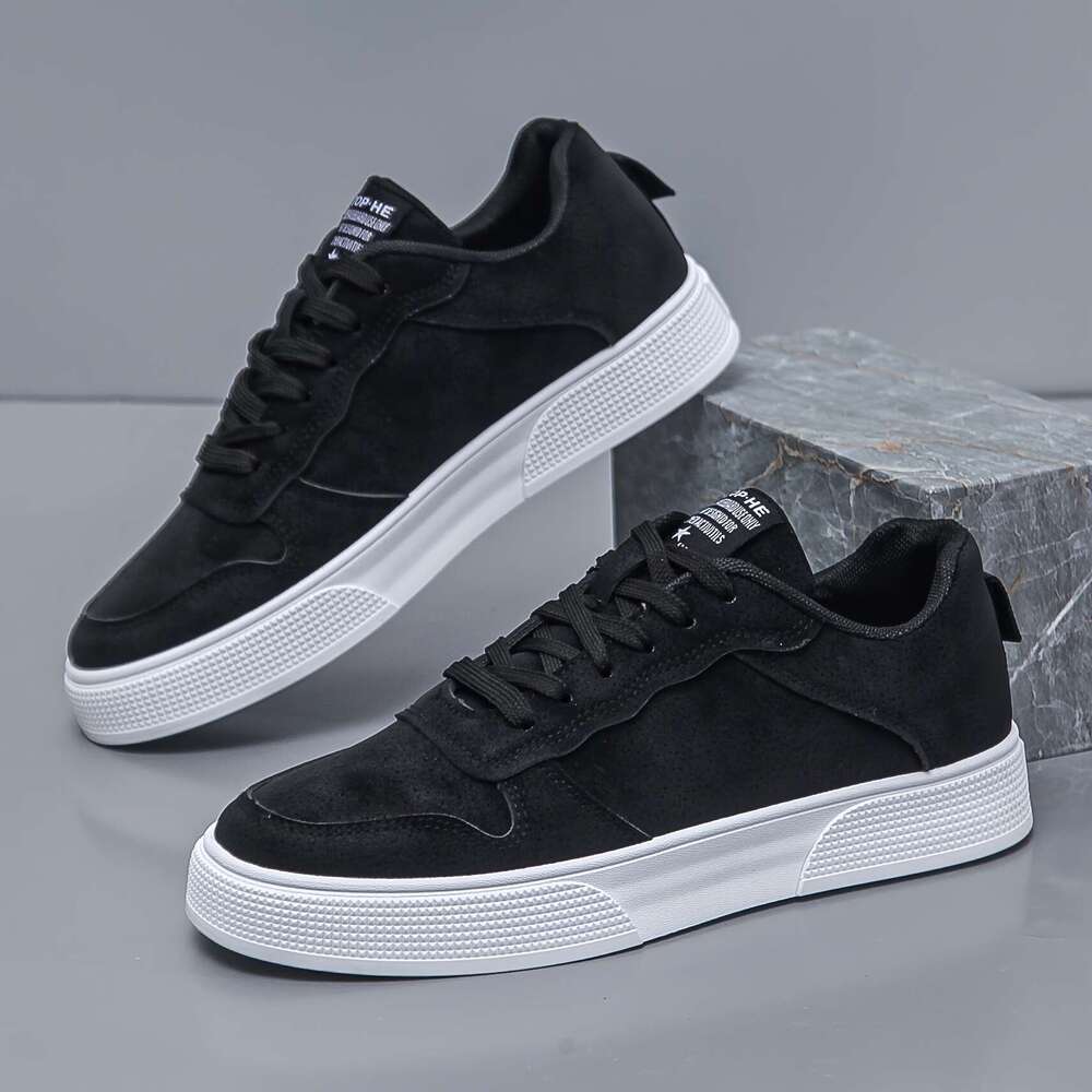 Top Men's Solid Colour Skateboard Shoes, Non Slip Casual Lace Up Sneakers For Outdoor Activities .