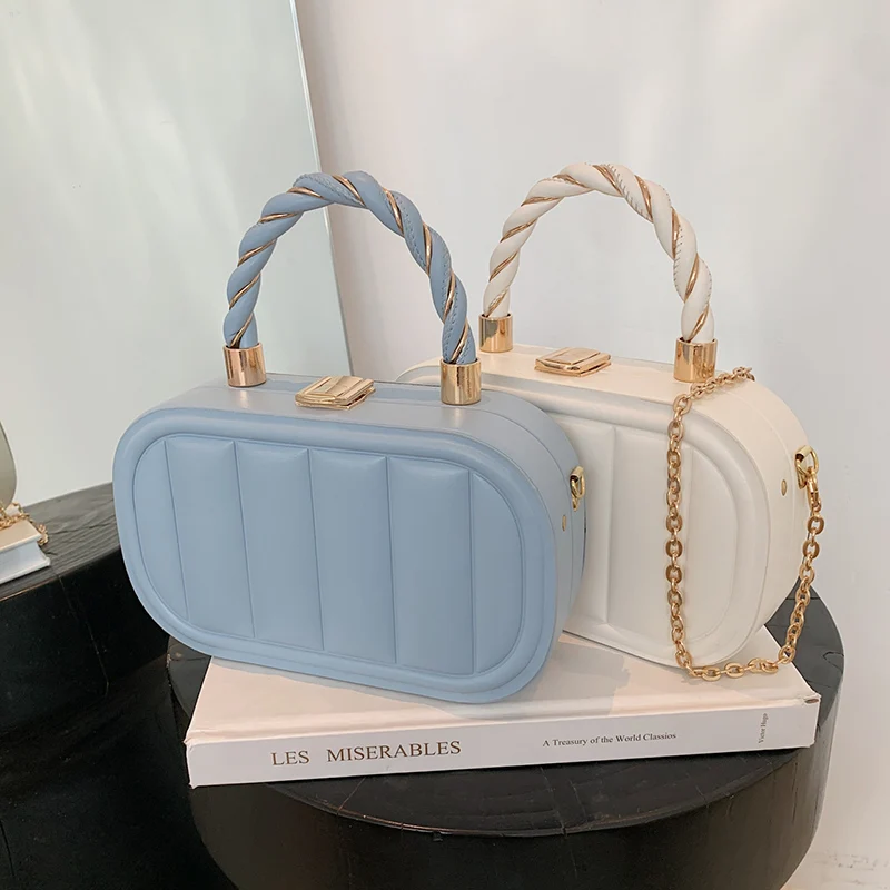 Women Blue White Suitcase Messenger Bags Party Small Totes Handbag Crossbody Bags Evening Clutch Designer Chain Shoulder Bags