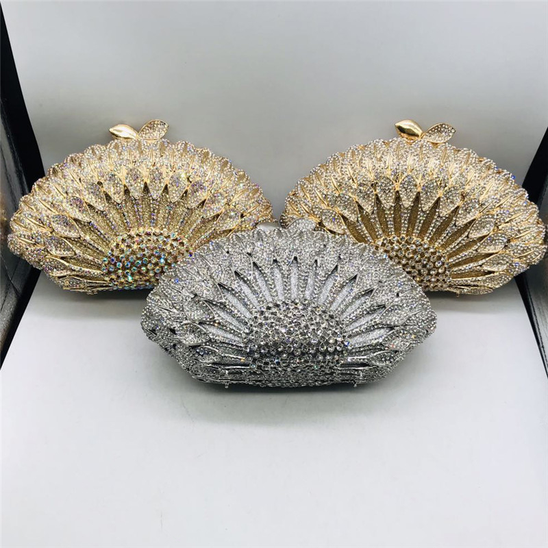Latest Design Female Handbags Lady Chain Metal Shoulder Bag Clutches Bag Women Wedding Clutches Bags Purse for Bride