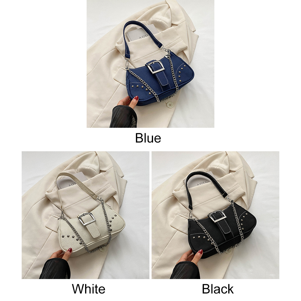 Women Fashion Underarm Bag Y2K Luxury Shoulder Bags Canvas Cool Underarm Bag Zipper Closure Versatile Dating Bag