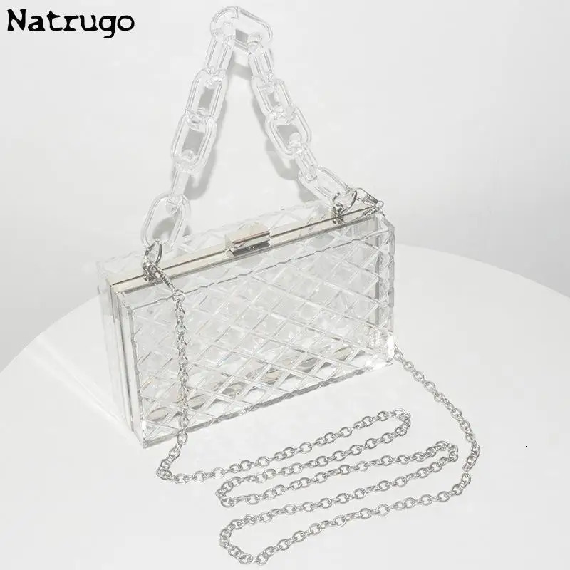 transparent acrylic bags fashionable black clutch bags with chains cross shaped bags for womens parties evening bags transparent bags 241106