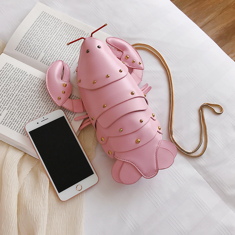 Cute Fashion Lobster Style Crossbody Mini Bag Pu Leather Girl's Chain Purses and Handbags Women Shoulder Bag Clutch Bag 2021