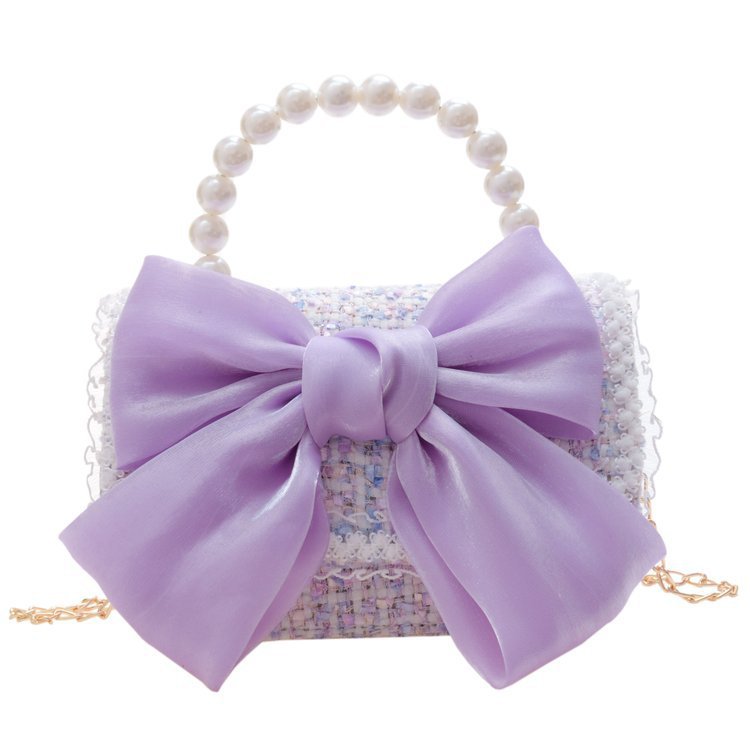 New Korean Style Pearl Kid's Handbag Bow Princess Shoulder Messenger Bag Accessories Parent-Child Bag