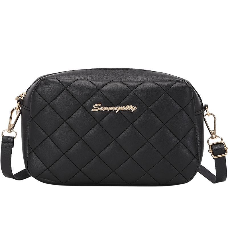 Leather Small Messenger Bag For Women Trend Lingge Embroidery Camera Female Shoulder Bag Fashion Chain Ladies Crossbody Bags