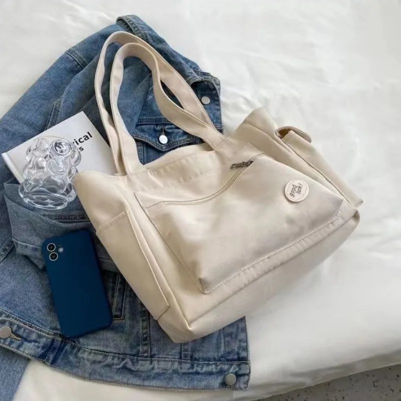 Women's Fashion Shoulder Bag Class Large Capacity Student Tote Bag 2024 New Canvas Commuter Handbag Women Bag