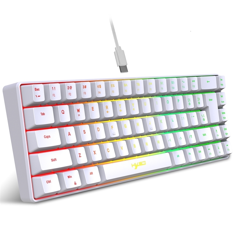60% gaming keyboard ergonomic small film keyboard compact RGB backlit keyboard suitable for Windows PC laptop gaming 241106ww