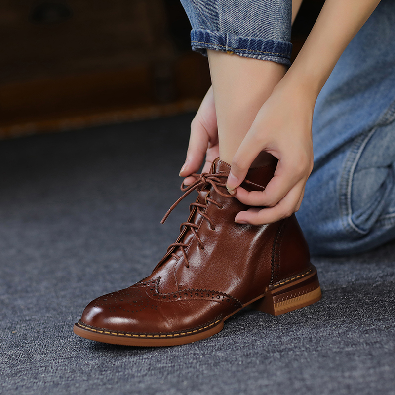 2024 New Autumn Shoes Lace-Up Winter Block Ankle For Women Atos De Mujer Womens Chunky Boots