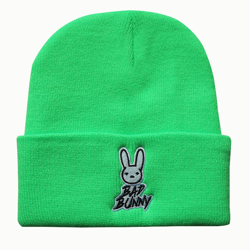 High quality design, Men's and Women's Autumn/Winter Bad Bunny Alphabet Embroidered Hoodie Warm Knitted Hat