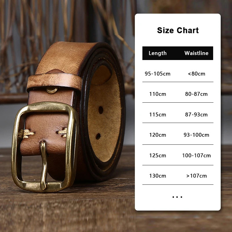3.8CM Width 4MM Thick Cowhide Copper Buckle Genuine Leather Casual Jeans Belt Men High Quality Retro Male Strap Cintos 241107