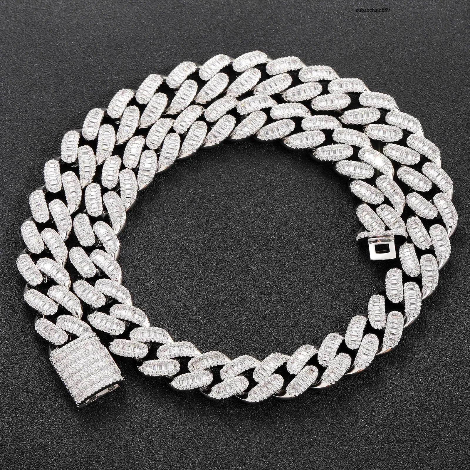 hip hop jewelry cuban k chain 15mm s sier fashion necklace iced out fully vvs baguette moissanite dia men necklaces