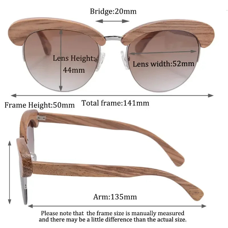 Shinu Brnad Half Wooden Frame Sunglasses Womens Fashion Glasses UV400 Mirror Glasses CR39 Resin Lens Ochiali Leather Sole 6097 241106