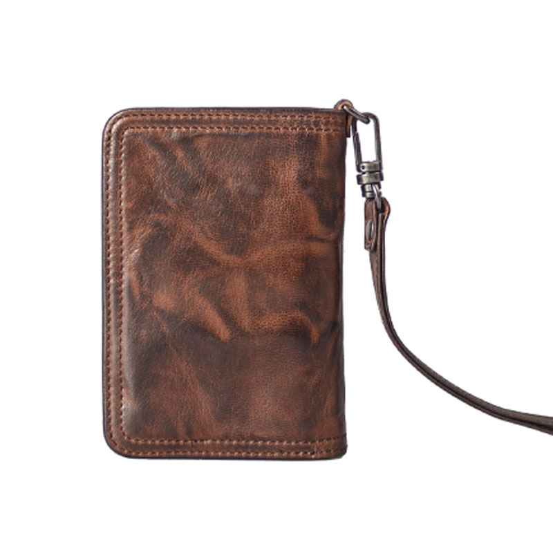 AETOO Handmade purse men's short vertical leather retro money clip female youth Japanese and Korean plant tanned lambskin to do