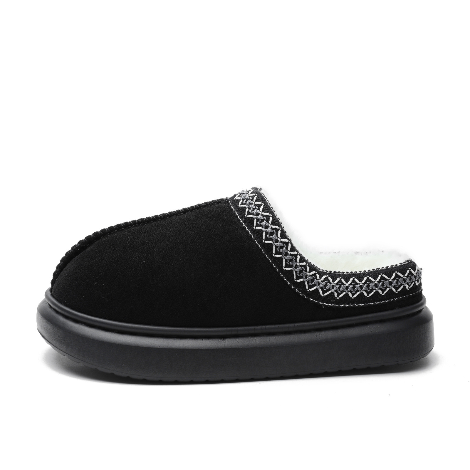 Winter Couple Thick Bottom Home Ethnic Style Warm Cotton Slippers with Velvet.
