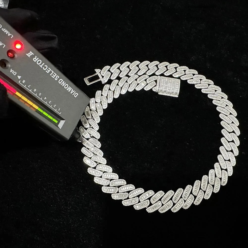 hip hop jewelry cuban k chain 15mm s sier fashion necklace iced out fully vvs baguette moissanite dia men necklaces