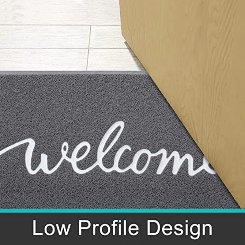 Homaxy Welcome Entrance Lettered PVC Door Mat Indoor Non Slip Rubber Dirt Trap Absorbent Washable Floor 241107
