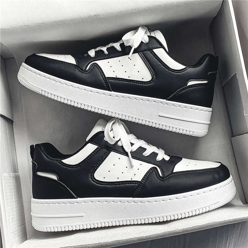 Men's spring brand high-end leather sports small white men's casual board soft versatile thick sole trendy shoes