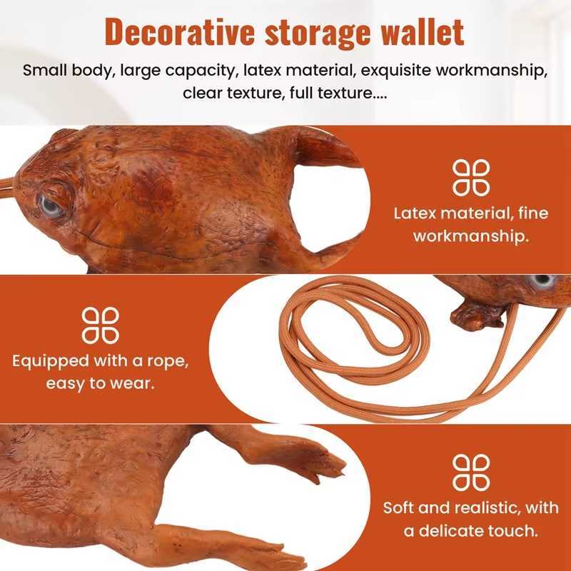 2022 New Sugar Cane Toad Full Body Coin Purse Woman Crossbody Bag Latex Frog Card Holder Wallet Girls and Boys Animal Pouch Z240924